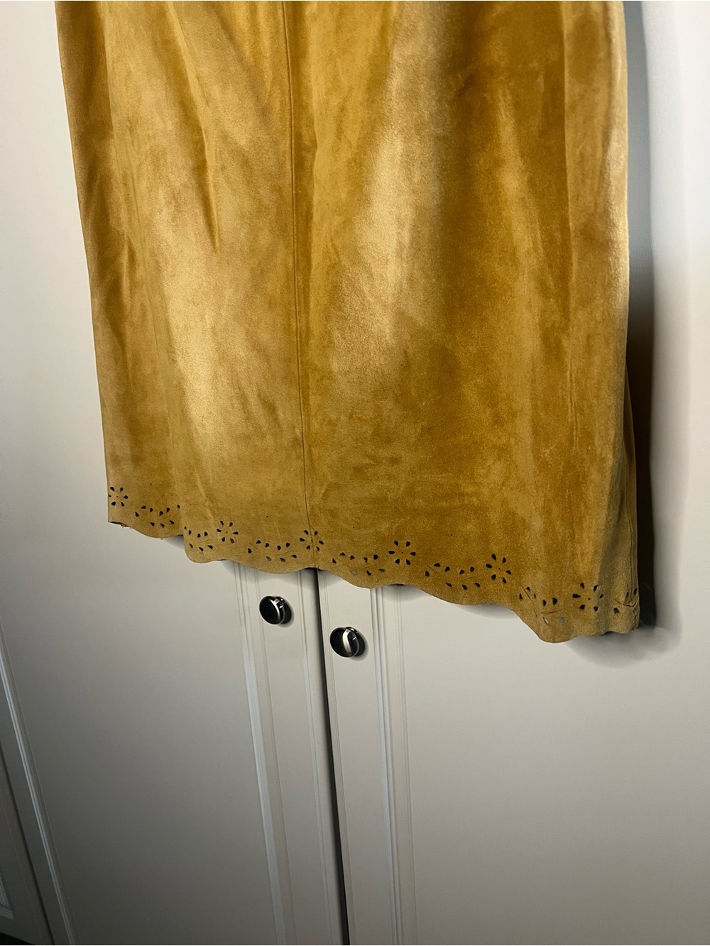 Vintage Ann Taylor Italian Suede Leather A-Line Skirt - Picture 11 of 13